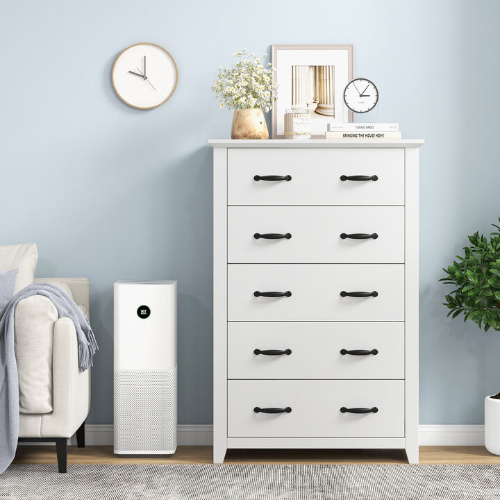 Storage Dresser with 5 Pull-Out Drawers for Bedroom or Living Room Organization