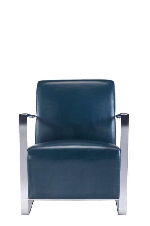 Pasargad Home Luxe Upholstered with Chrome Base Armchair, Teal