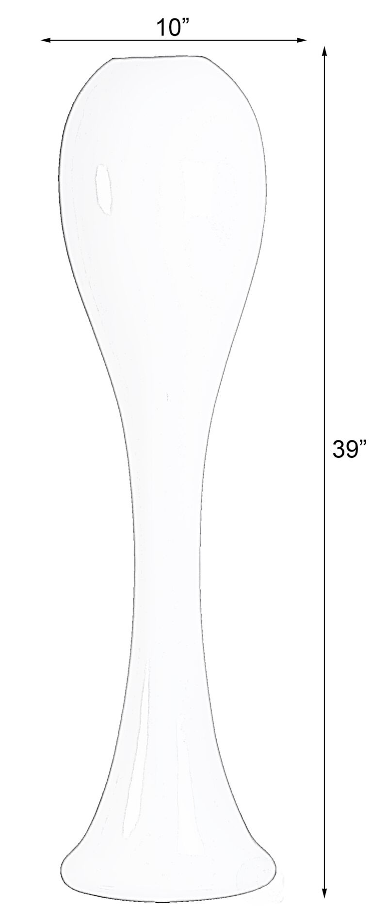 39" Tall White Narrow Unique Fiberglass Modern Floor Vase