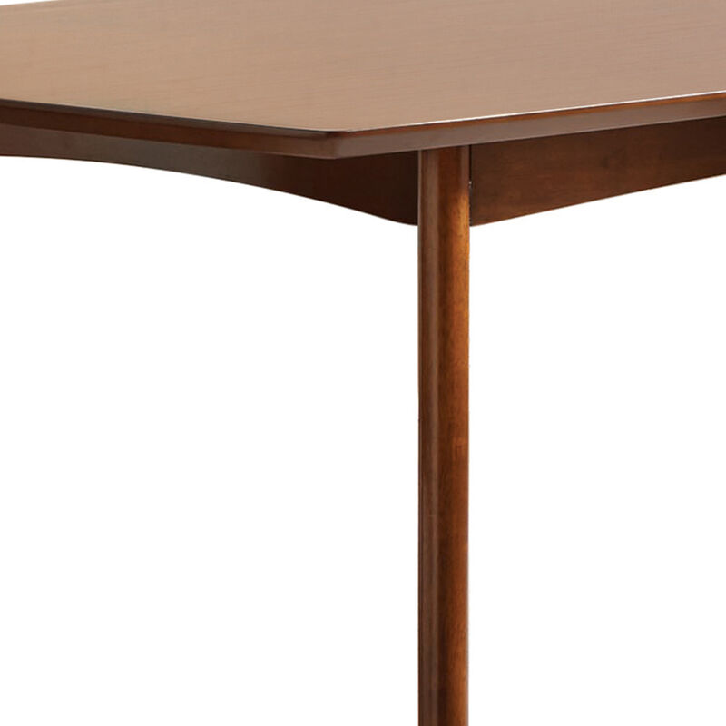 Mid century Modern Wooden Dining Table, Dark Walnut Brown - Benzara