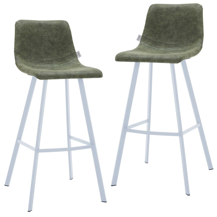 LeisureMod Elland Bar Stool – Modern White Base with Comfortable Padded Seat – Set of 2, Stylish and Durable