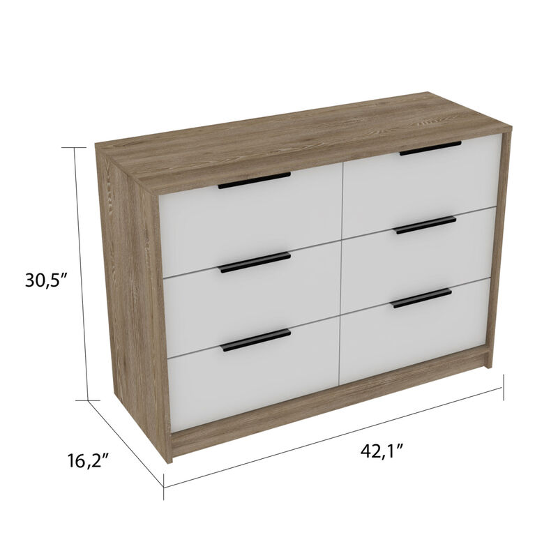 Longhill 6-Drawer Rectangle Dresser Pine