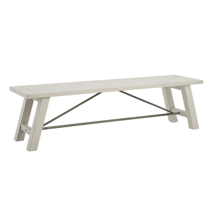 Belen Kox Dining Bench - White Wash Finish, Solid Wood Seat, Belen Kox