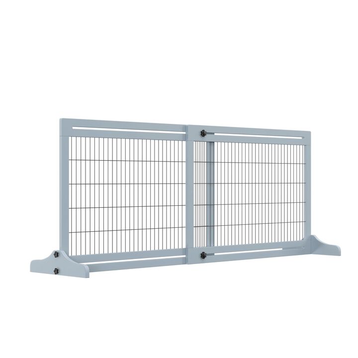 Blue Gray Pet Barrier: 72"W x 27.25"H Freestanding Adjustable Gate