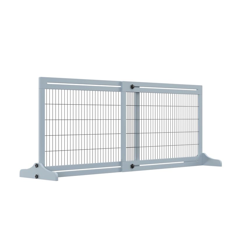 Blue Gray Pet Barrier: 72"W x 27.25"H Freestanding Adjustable Gate