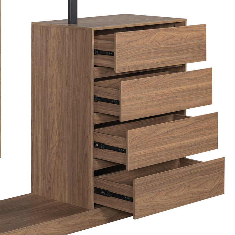 Merax Wardrobe with 4 Drawers and 3 Shelves