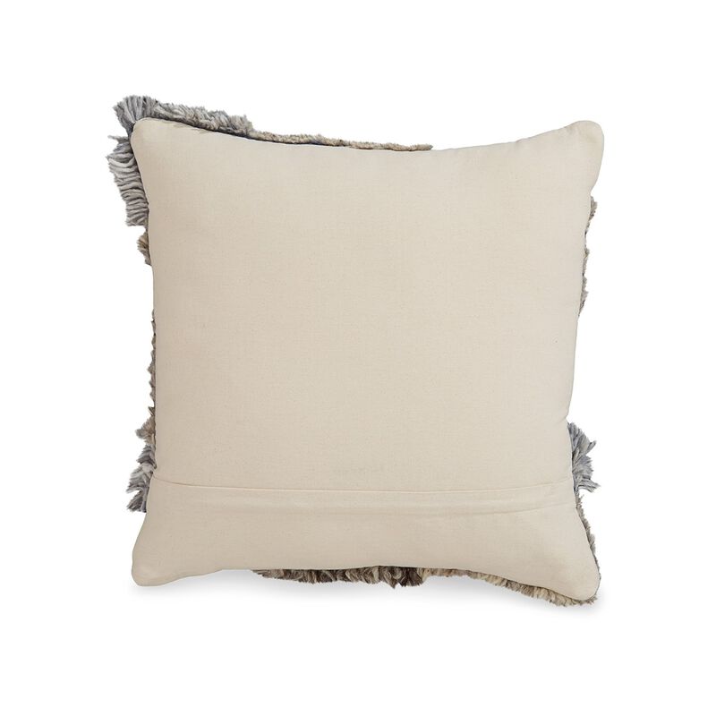 Square Accent Throw Pillow, 20 Inch Hand Knotted Patchwork, Gray Wool - Benzara