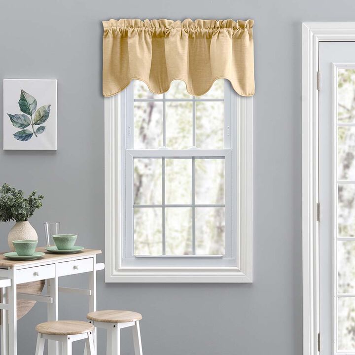 Ellis Curtain Lisa Solid Color Poly Cotton Duck Fabric Lined Scallop Valance