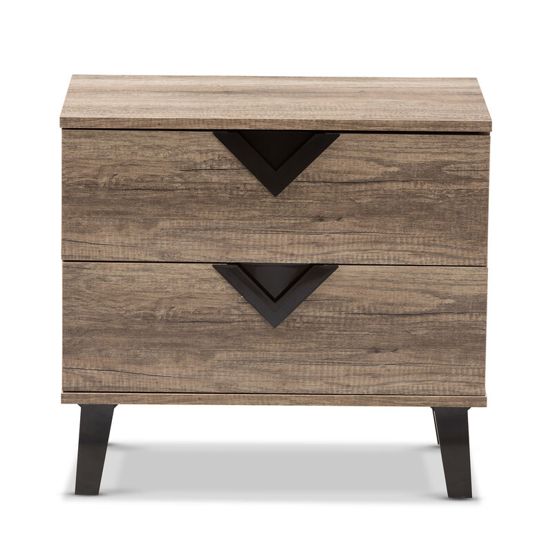 Baxton Studio Swanson Modern And Contemporary Light Brown Wood 2 Drawer Nightstand