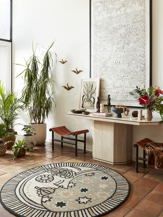 Ayo AYO01 Grey/Natural 3' x 3' Round Rug