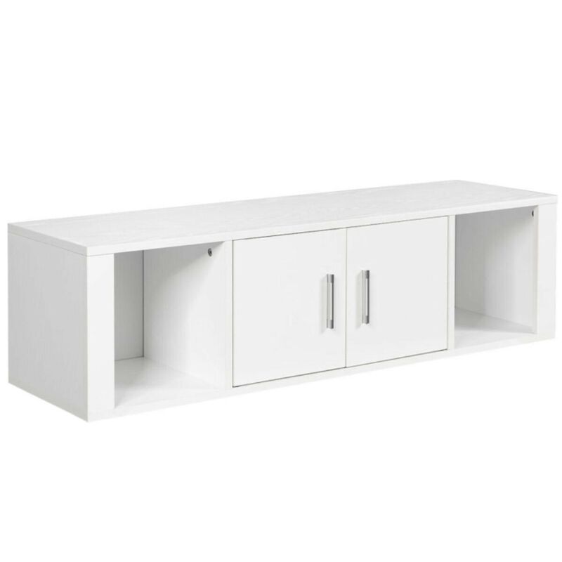 Hivvago Wall Mounted Floating 2 Door Desk Hutch Storage Shelves