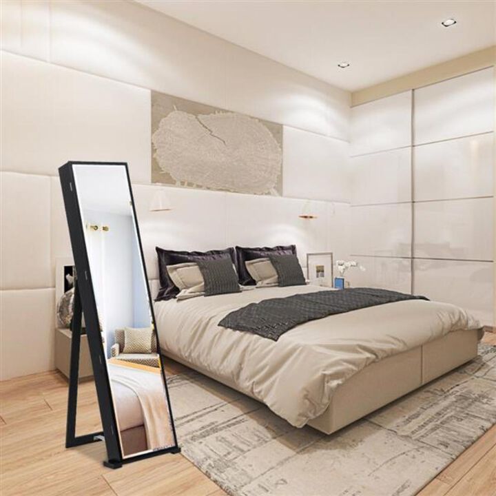 LED Jewelry Cabinet Wall-Mounted or Freestanding Organizer with Mirror & Storage