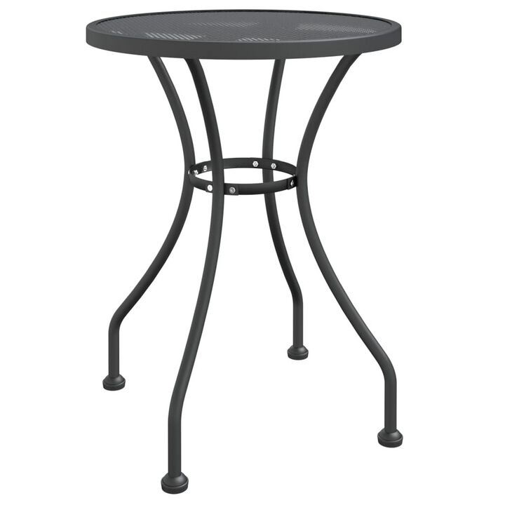 Outdoor Dining Breakfast Table, 28 Inch, Round Tabletop, Gray Metal - Benzara