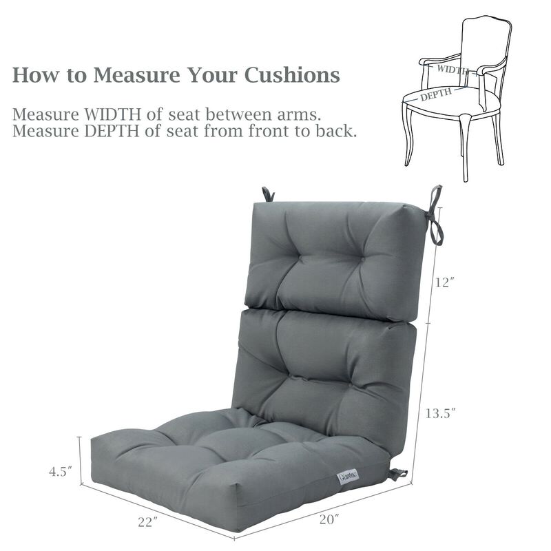 Tufted Patio High Back Chair Cushion with Non-Slip String Ties