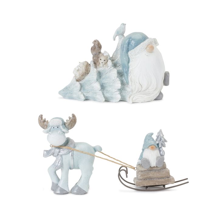 Gnome with Tree and Reindeer (Set of 2) Resin