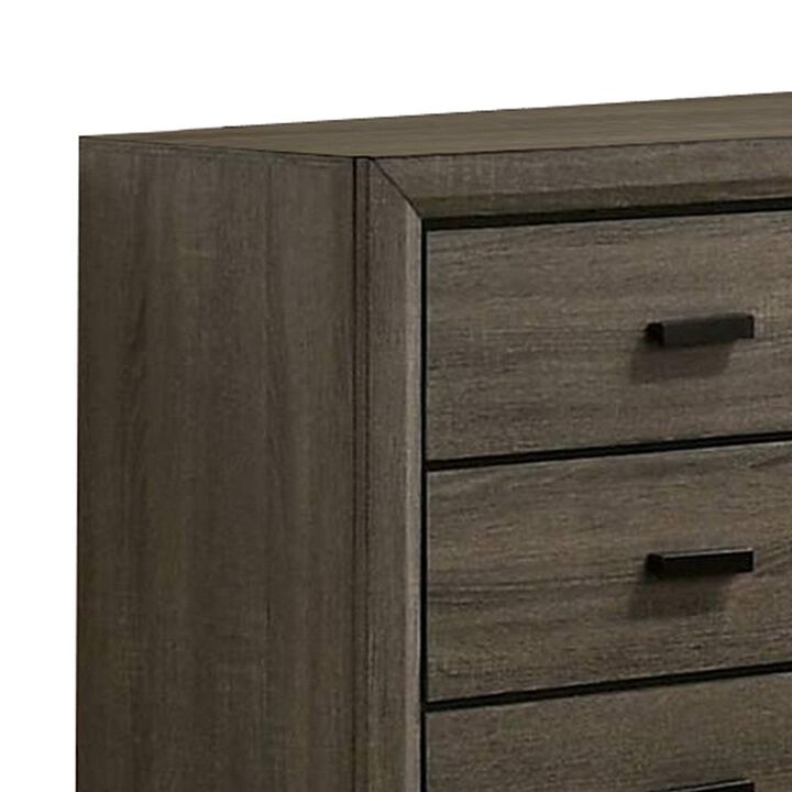 Dresser with Black Rectangular Pulls, Gray-Benzara