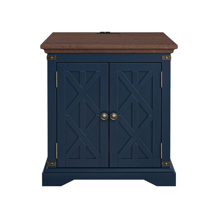 FESTIVO Farmhouse End Table with Charging Station