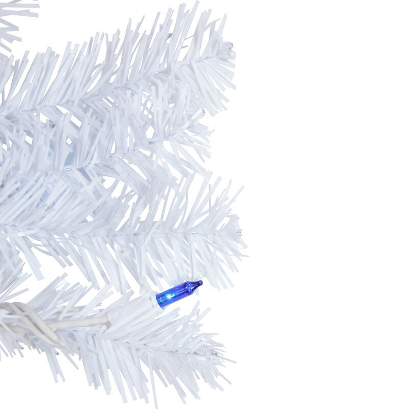 Pre-Lit Woodbury White Pine Artificial Christmas Wreath  24-Inch  Blue Lights