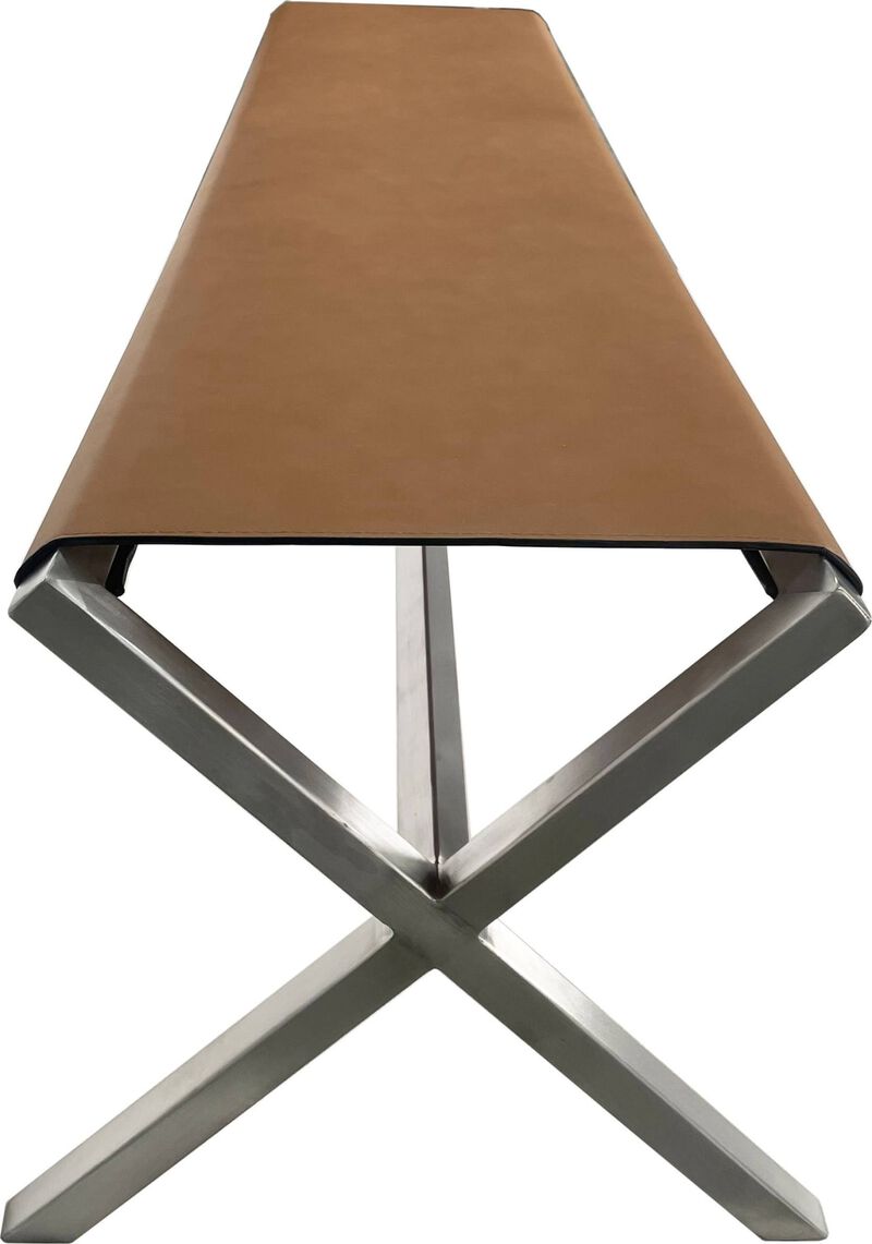 One Modern Coastal Director's Style Leather Bench
