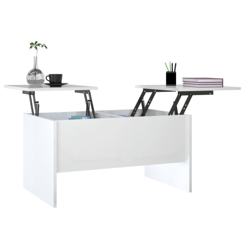 vidaXL Coffee Table High Gloss White 31.5"x19.7"x16.7" Engineered Wood