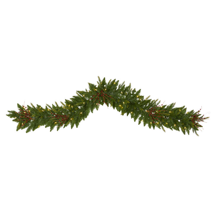 Hivvago 6' Christmas Pine Artificial Garland with 50 Warm White LED Lights and Berries Hivvago 6' Christmas Pine Artificial Garland with 50 Warm White LED Lights and Berries