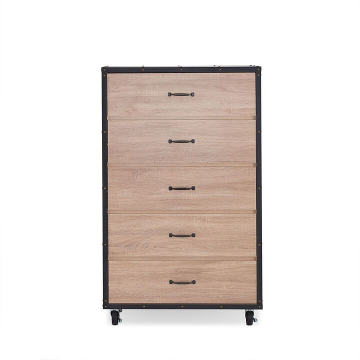 Wooden Chest, Weathered Light Oak Brown-Benzara