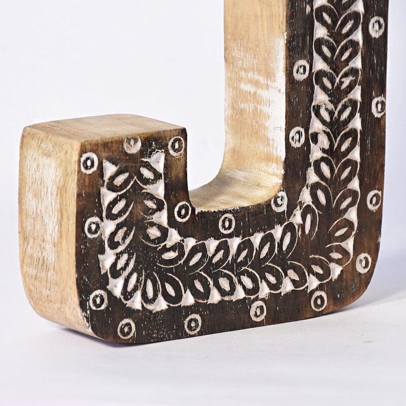 Vintage Natural Handmade Eco-Friendly "J" Alphabet Letter Block For Wall Mount & Table Top Décor