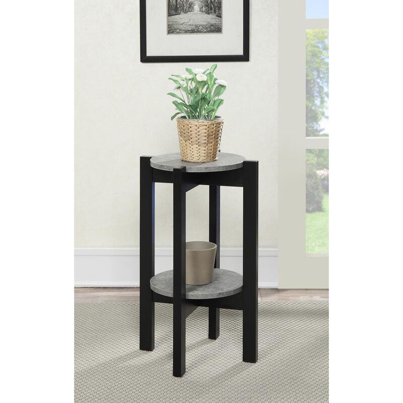 Convience Concept, Inc. Newport Medium 2 Tier Plant Stand Faux Cement/Black