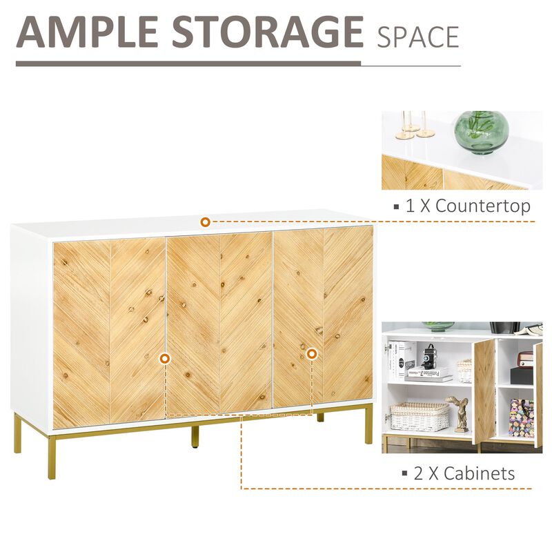 Natural Wood Storage: Accent Sideboard with Chevron Pattern Doors