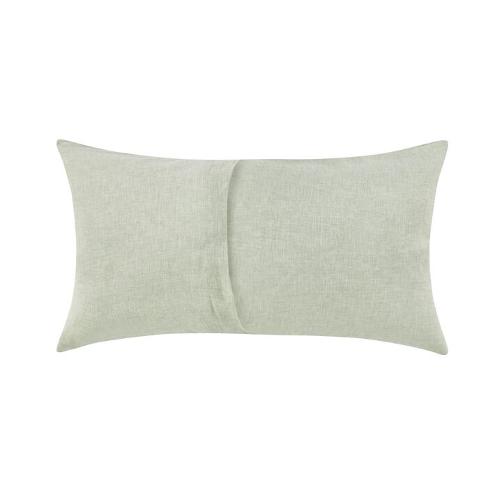 Savi Lumbar King Pillow Sham, Sage Linen, Cotton, Cashmere, 20x36 - Benzara