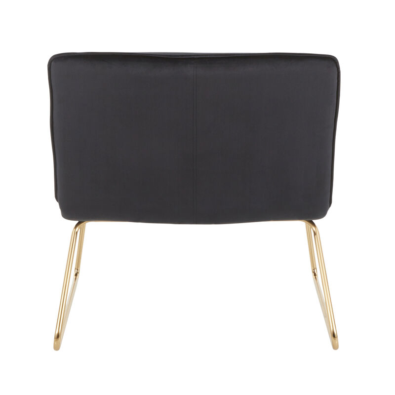 Casper Contemporary Accent Chair In Gold Metal And Black Velvet