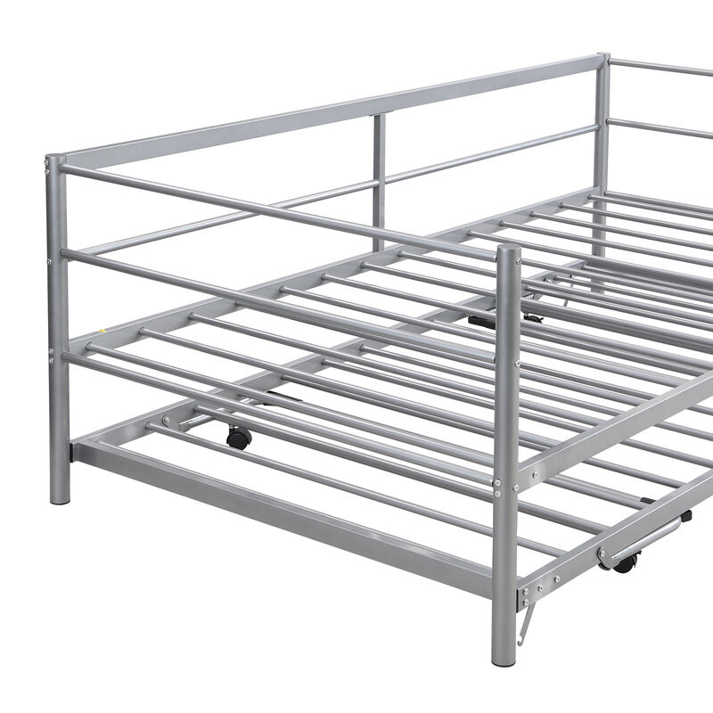 Merax Metal Daybed Bed with Pop Up Trundle