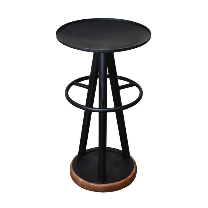 Handmade Bar Stool Iron & Leather Contemporary Black Tan BBH Homes