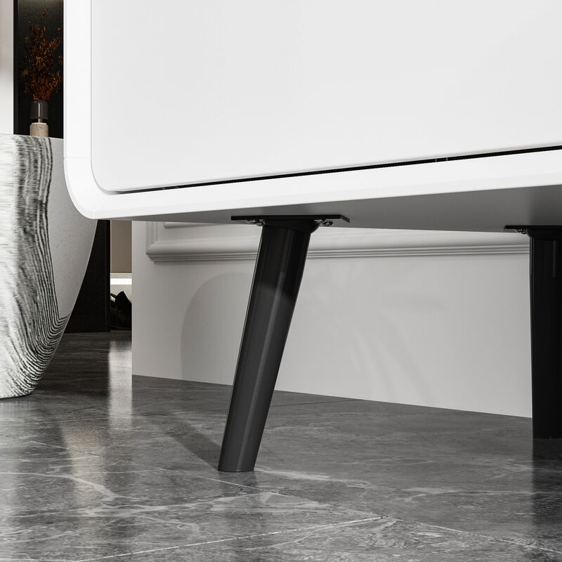 FUFU&GAGA Modern 15-Drawer Dresser with Sleek Black Handles & Legs (117.9" W x 15.7" D x 30.7" H), White