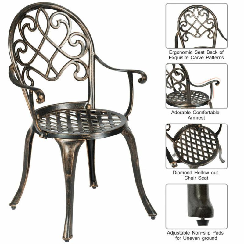 Hivvago 3 Pieces Outdoor Set Patio Bistro with Attached Removable Ice Bucket