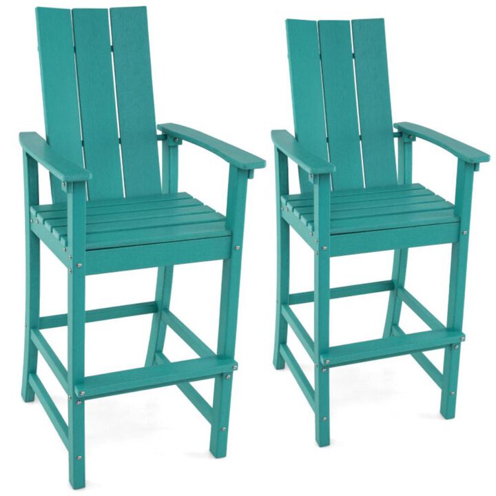Hivvago Tall Adirondack Chair Outdoor Bar Stool with Ergonomic Backrest for Backyard