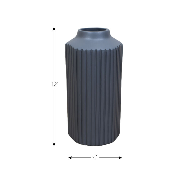 Handmade Aluminium Geometric Gray Cylinder Vase For Indoor & Outdoor Use BBH Homes