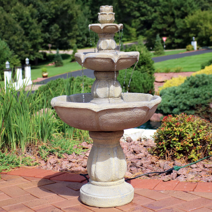 Sunnydaze Birds' Delight Fiberglass Outdoor 3-Tier Water Fountain