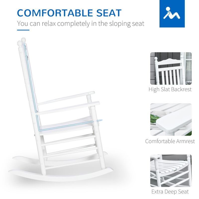 White Porch Classic: Traditional Wooden High-Back Rocking Chair