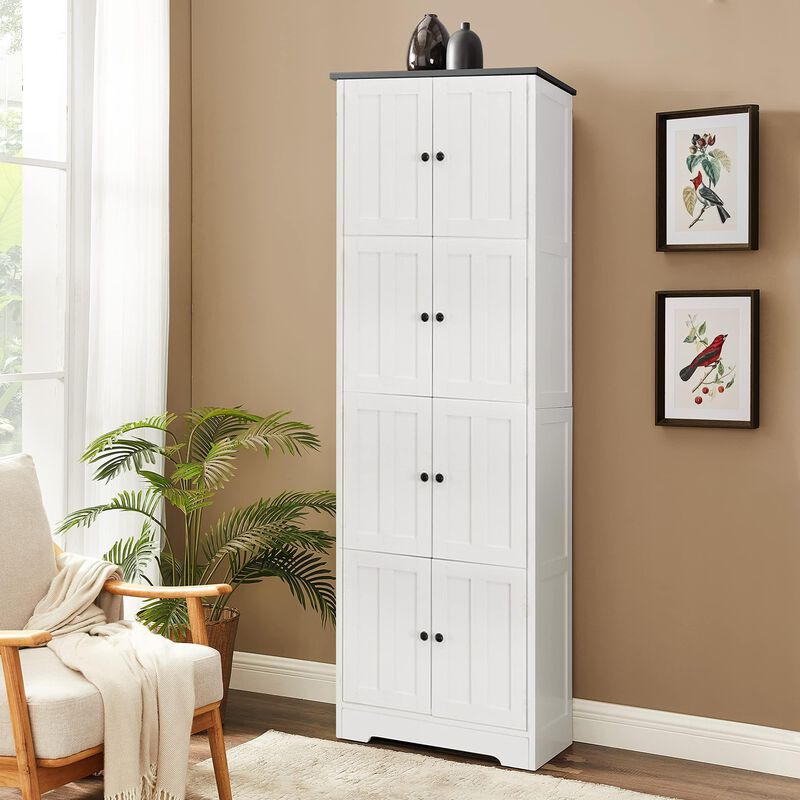 Tall Storage Cabinet with 8 Doors & 4 Shelves Spacious Organizer for Home & Office