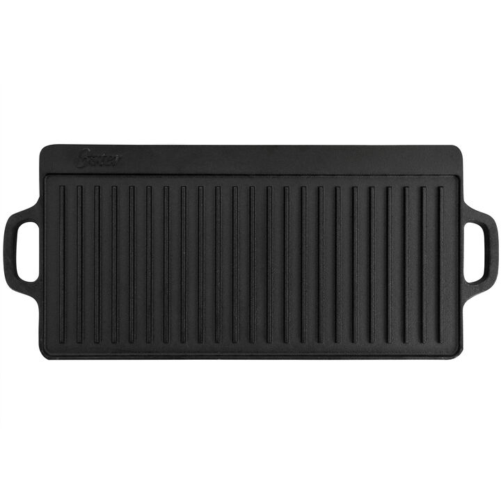 Oster Castaway Pre-Seasoned 18in x 9in Cast Iron Reversible Griddle