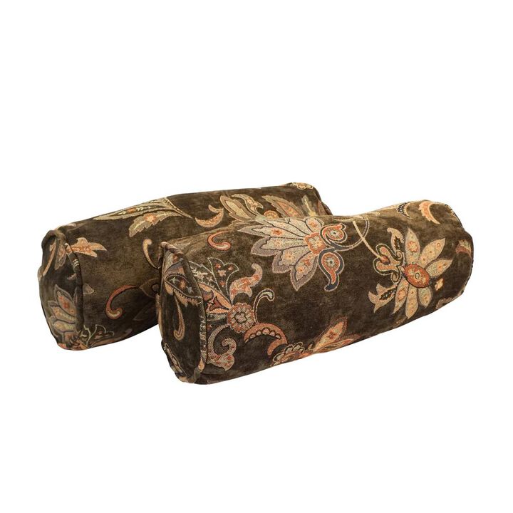 Blazing Needles 20-inch by 8-inch Double-corded Patterned Jacquard Chenille Bolster Pillows with Inserts (Set of 2)  9814-CD-S2-JCH-CO-34