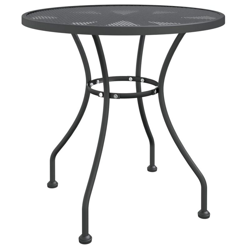 Troy 5pc Outdoor Foldable Dining Chair and Table Set, Mesh Gray Metal - Benzara