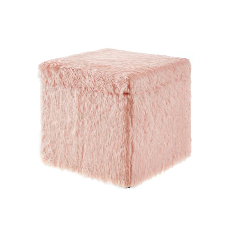 Inspired Home Emme Faux Fur Storage Ottoman