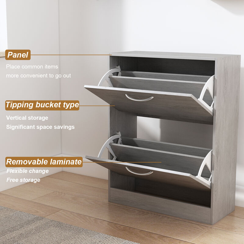 Grey Entryway Shoe Cabinet Spcase Saving Cabinet with 2 Drawers