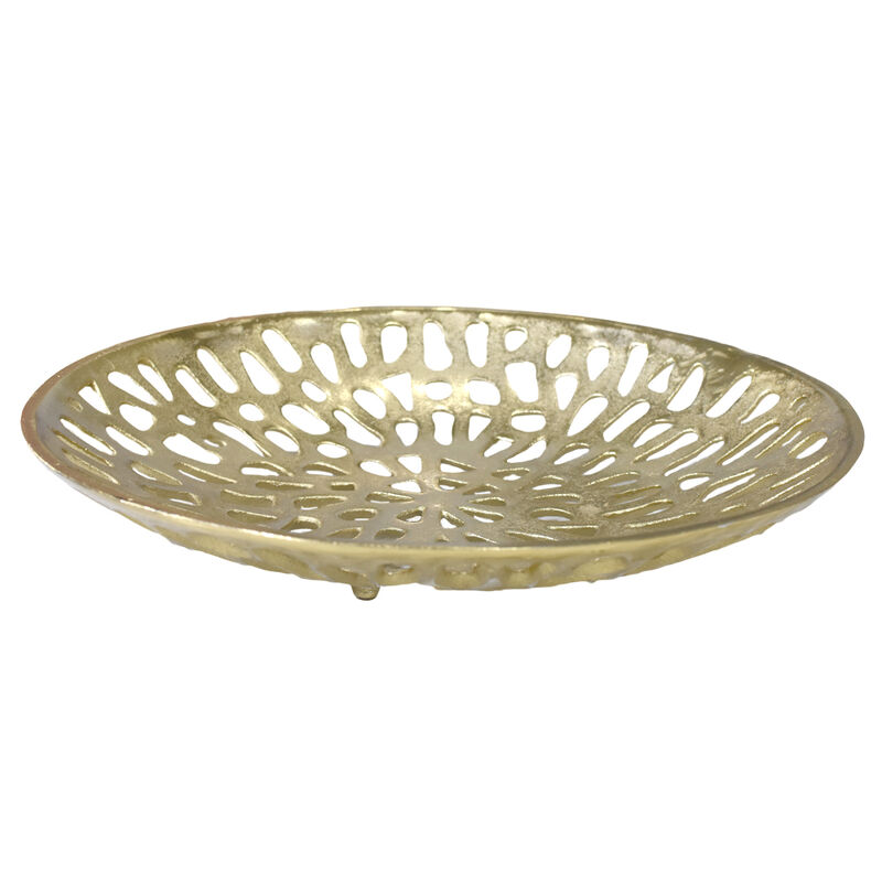Handmade Decorative Gold Color Coated 5.51 x 5.51 x 1.37 Inches Aluminium Tray 063AB BBH Home's