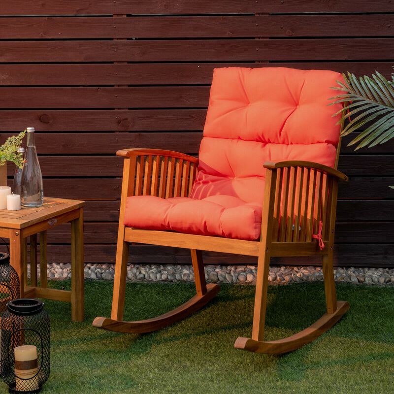 Tufted Patio High Back Chair Cushion with Non-Slip String Ties