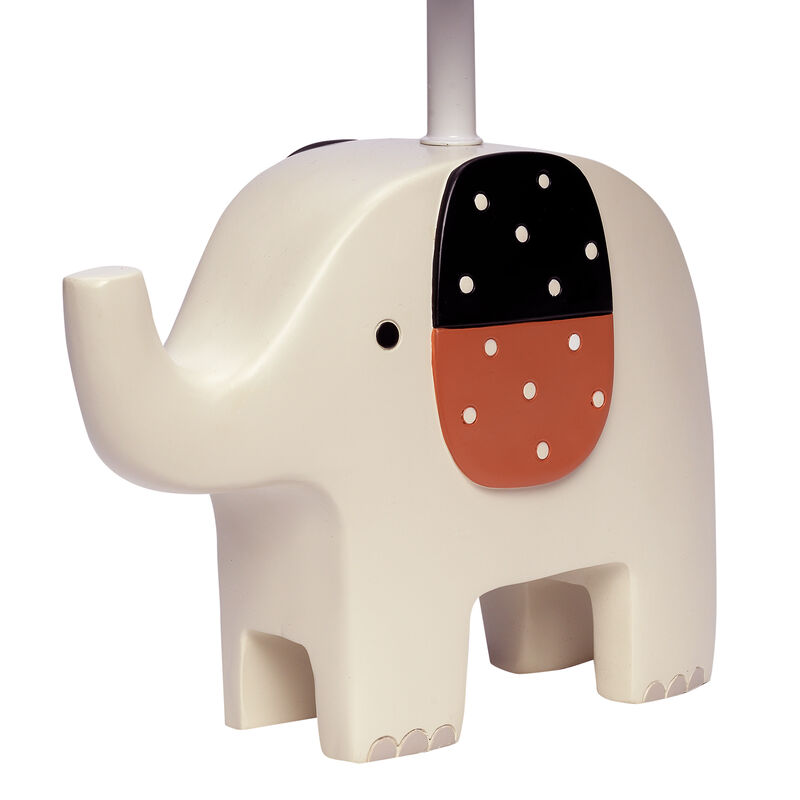 Lambs & Ivy Patchwork Jungle Modern Cream Elephant Lamp With Gray Shade & Bulb