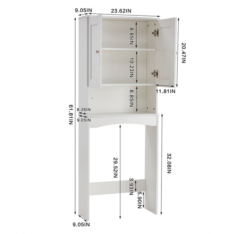 Home Bathroom Shelf Over-The-Toilet, Bathroom SpaceSaver, Bathroom Storage Cabinet Organizer, White