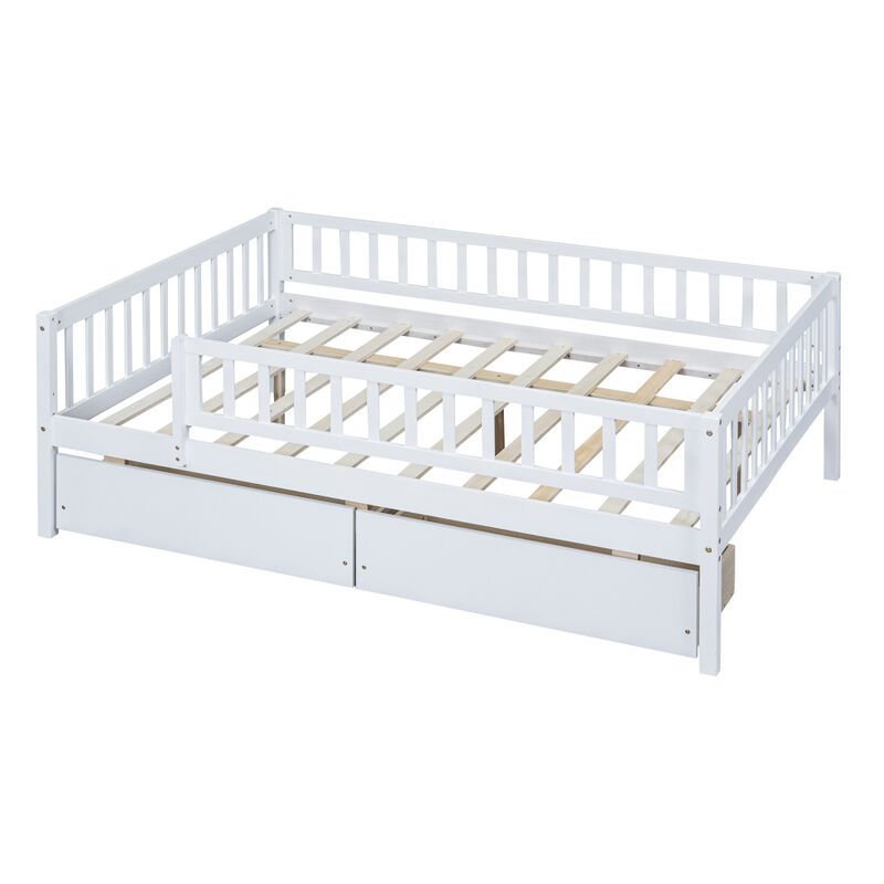 Full Size Daybed Wood Bed With Two Drawers